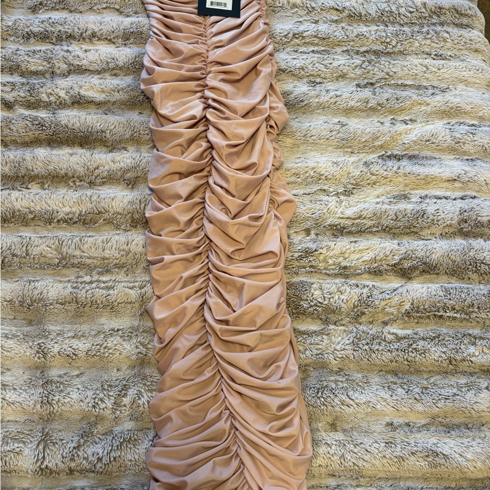 Norma Kamali Ruched Strapless Slinky Dress - Posey Pink, Size M (NWT)